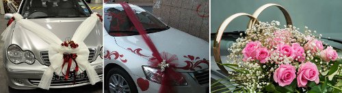 Ke zdobení auta nevěsty můžet použít mašle, dekorace nebo si můžete třeba nechat polepit auto tématickými vzory 
