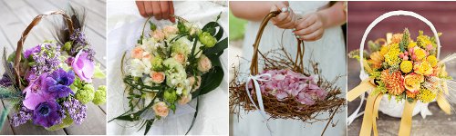 Svatební kytice jako květinový košík