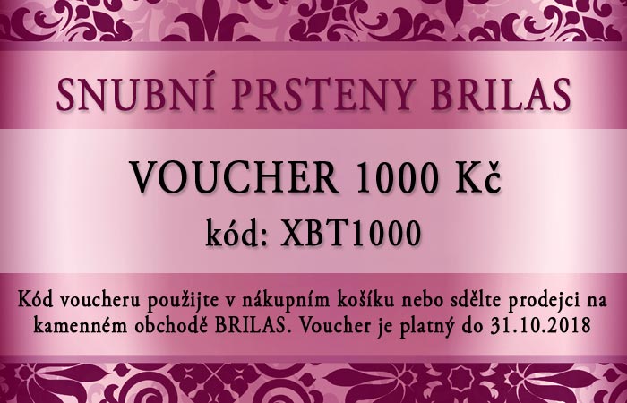 Voucher v hodnotě 1000 Kč na snubní prsteny BRILAS