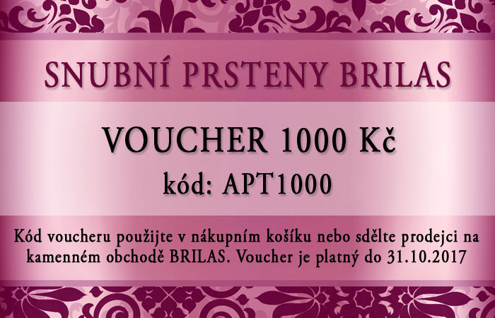 Voucher v hodnotě 1000 Kč na snubní prsteny BRILAS