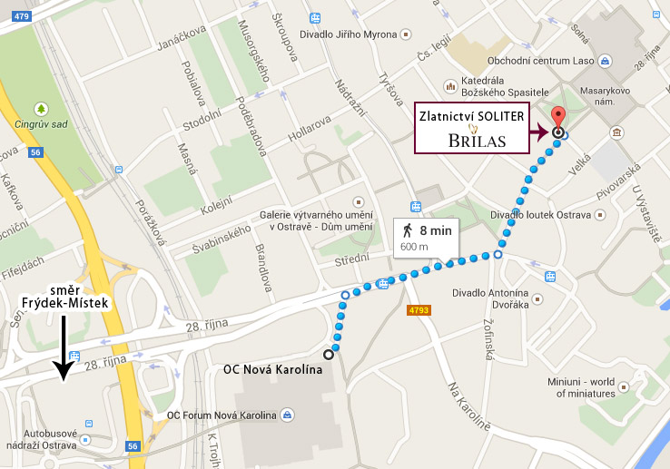 Mapa snubní prsteny BRILAS Ostrava