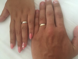 Evelyn Colour GW lesklé snubní prsteny z bílého a žlutého zlata