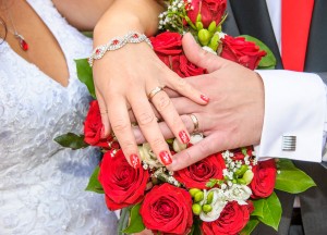 Lucie Colour RW snubní prsteny z bílého a červeného zlata