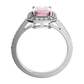 Olivia P White velkolepý prsten z bílého zlata a růžovým zirkonem