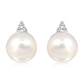Januba S Pearl and White Topaz stříbrné náušnice s perlou a bílým topazem