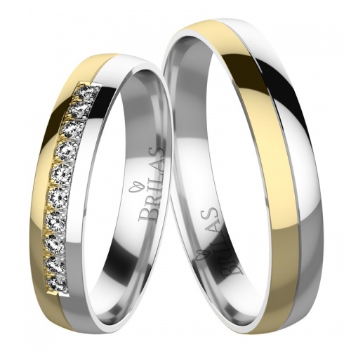 Viola Colour GW - snubní prsteny ze žlutého a bílého zlata