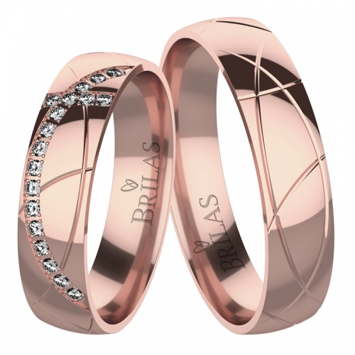 Amela Red Briliant - snubní prsteny z růžového zlata