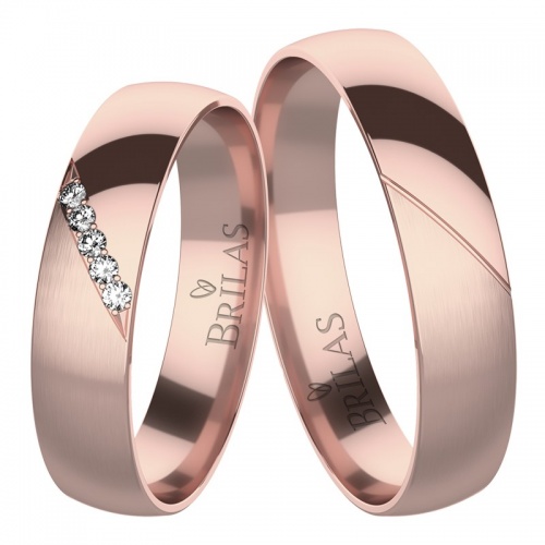 Clara Red - snubní prsteny z růžového zlata