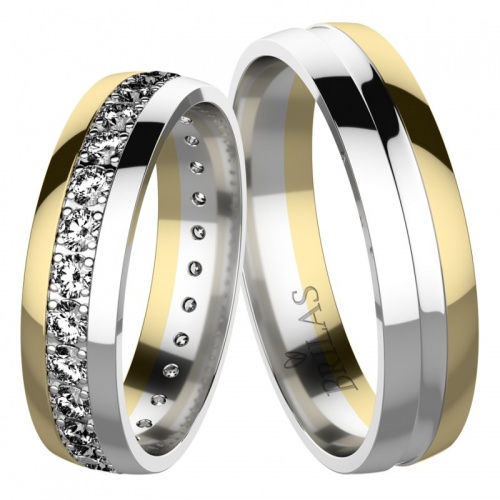 Rosalia Colour GW - snubní prstýnky z bílého a žlutého zlata