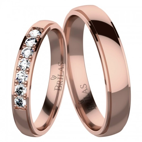 Angelika 7 Red - snubní prsteny z červeného zlata