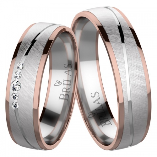 Lisa Colour RW - snubní prsteny z bílého a červeného zlata