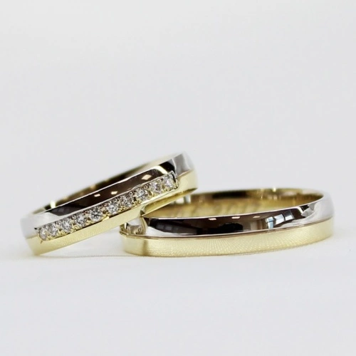 Viola Colour GW - snubní prsteny ze žlutého a bílého zlata