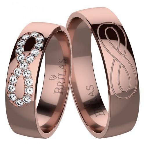 Infinity Red - snubní prsteny z růžového zlata