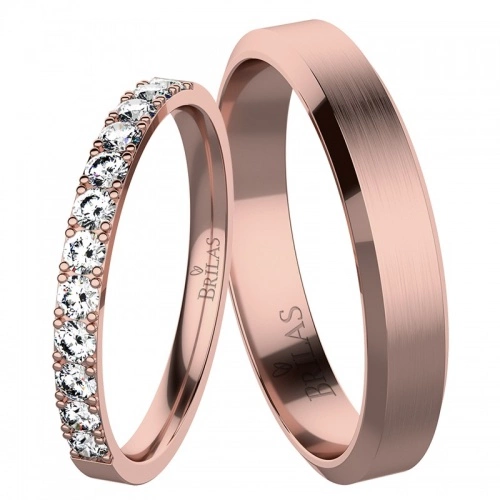 Slunce Red - snubní prsteny z červeného zlata