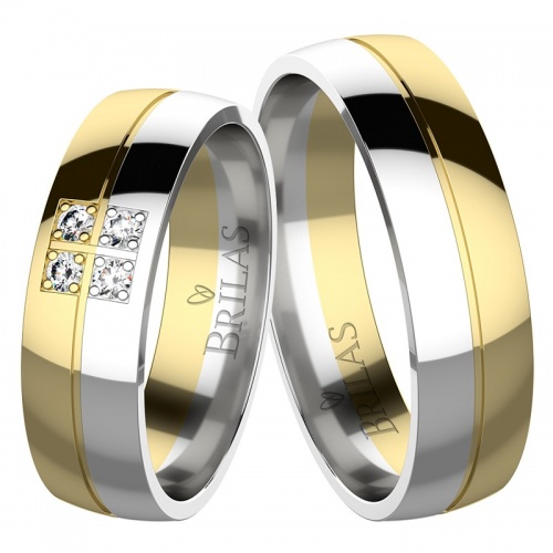 Anabela Colour GW Briliant - snubní prsteny z bílého a žlutého zlata