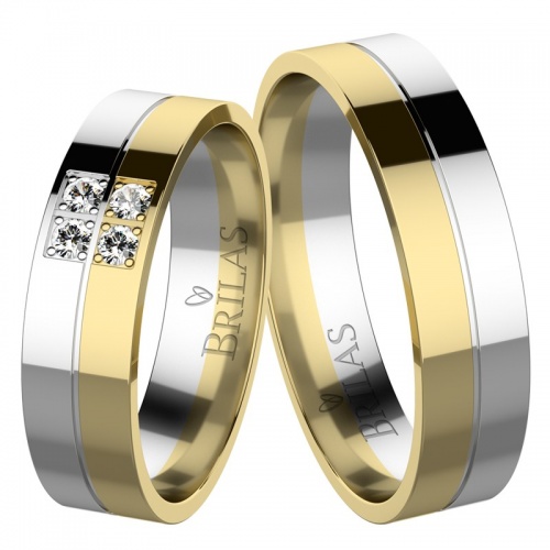 Liana Colour GW Briliant - snubní prsteny z bílého a žlutého zlata