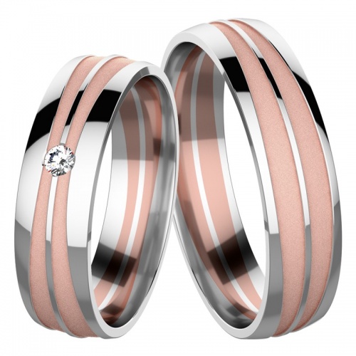 Criss Colour RW - snubní prsteny z růžového a bílého zlata
