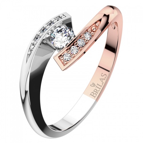 Nuriana Colour RW Briliant - nevšední zásnubní prsten v bílém a červeném zlatě s briliant