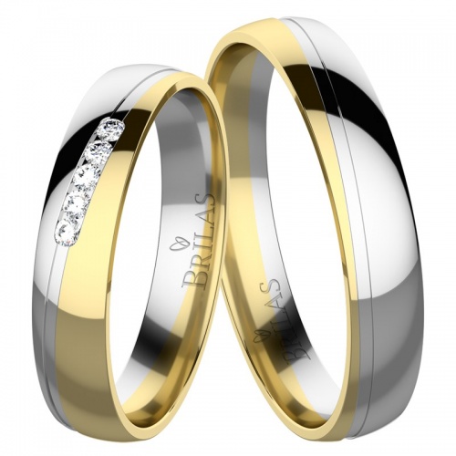 Evelyn Colour GW-lesklé snubní prsteny z bílého a žlutého zlata