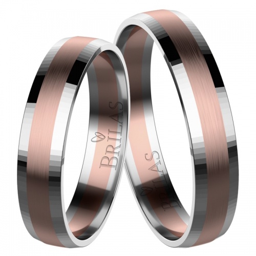 Pride Colour RW - snubní prsteny z bílého a červeného zlata