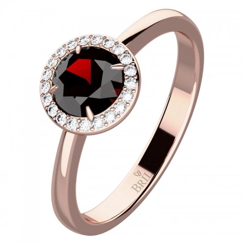Eliška Red - zlatý zásnubák s granátem a brilianty