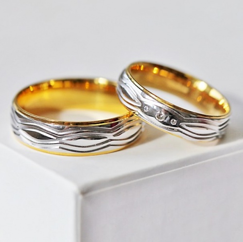 Solomon Colour GW - snubní prsteny z bílého a žlutého zlata