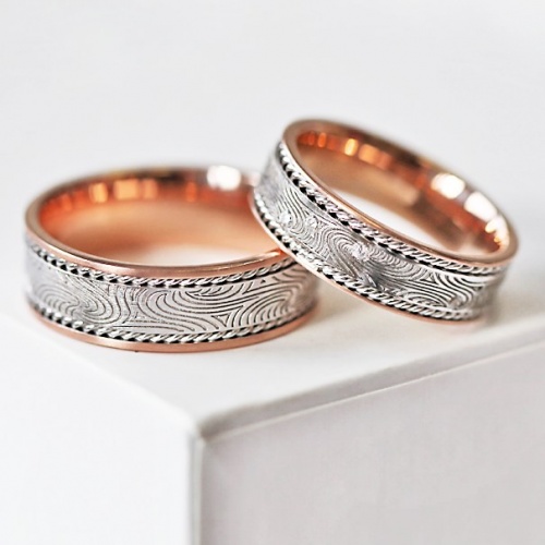 Keren Colour RW-snubní prsteny z bílého a červeného zlata