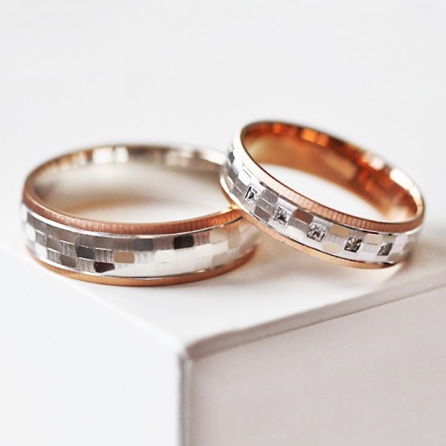 Kasimira Colour RW - snubní prsteny z bílého a růžového zlata