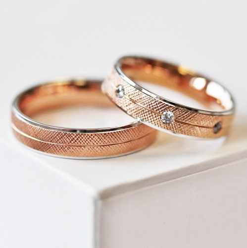Axel Colour RW - snubní prsteny z bílého a růžového zlata