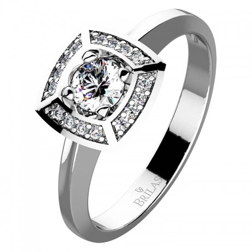 Miron White Briliant - okázalý zásnubní prsten z bílého zlata 