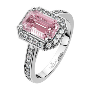 Olivia P White - velkolepý zásnubní prsten z bílého zlata a růžovým zirkonem