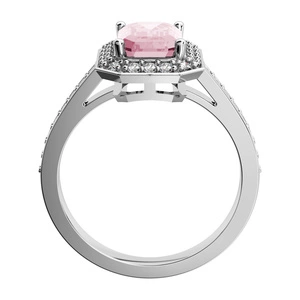 Olivia P White - velkolepý prsten z bílého zlata a růžovým zirkonem