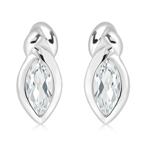 Sostrata S White Topaz - stříbrné náušnice s bílým topazem