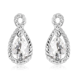 Ava S White Topaz - stříbrné náušnice s bílým topazem