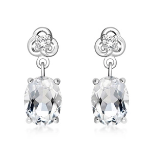 Saturnina S White Topaz - stříbrné náušnice s bílým topazem