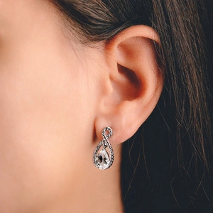 Ava S White Topaz - stříbrné náušnice s bílým topazem