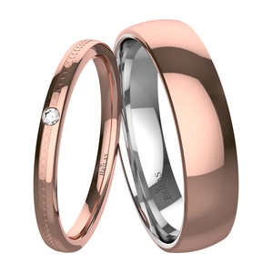 Barbara Red - snubní prsteny z červeného zlata a stříbra