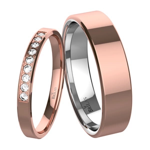 Zavijana Red - snubní prsteny z červeného zlata a stříbra