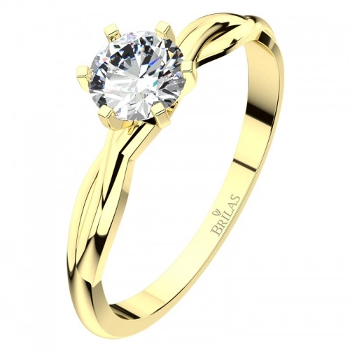 Popelka GW Safír - zásnubní prsten ze žlutého zlata se safírem