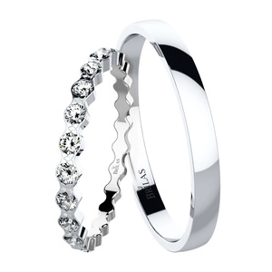 Salma II White - snubní prsteny z bílého zlata