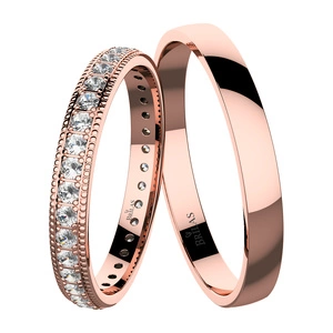 Luminara Red - snubní prsteny z růžového zlata