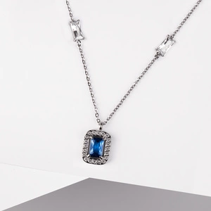 Gravita Blue Steel - přívěsek a řetízek z chirurgické oceli se zirkony