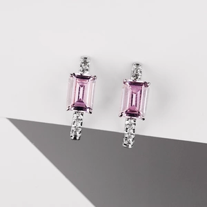 Auralis Pink - stříbrné náušnice s bílými a růžovými zirkony