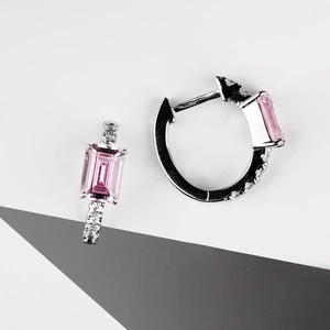 Auralis Pink - stříbrné náušnice s bílými a růžovými zirkony