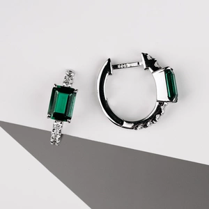 Auralis Green - stříbrné náušnice s bílými a zelenými zirkony