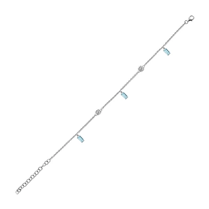 Mystic Blue Topaz + White Topaz - stříbrný náramek s modrým a bílým topazem