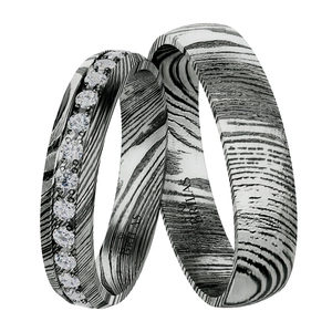 Kasiopea Damascus Steel - snubní prsteny z chirurgické oceli