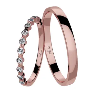 Shanel II Red - snubní prsteny z růžového zlata