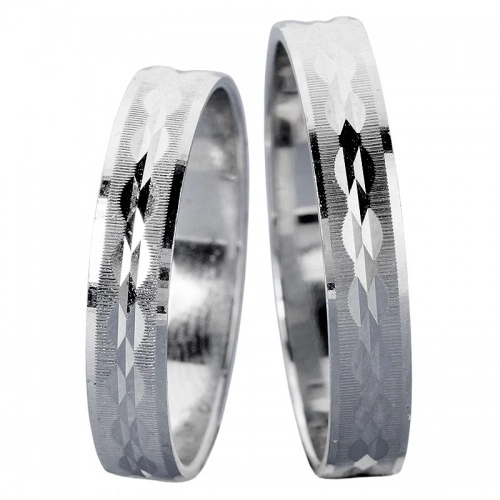 Florence White - zlaté svatební snubní obroučky v bílé barvě 