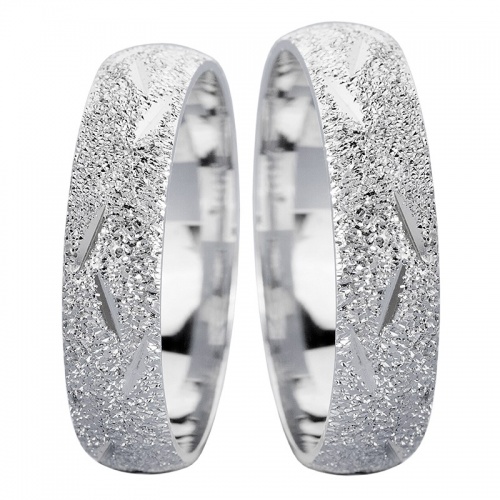 White Spring-matované snubní prsteny z bílého zlata